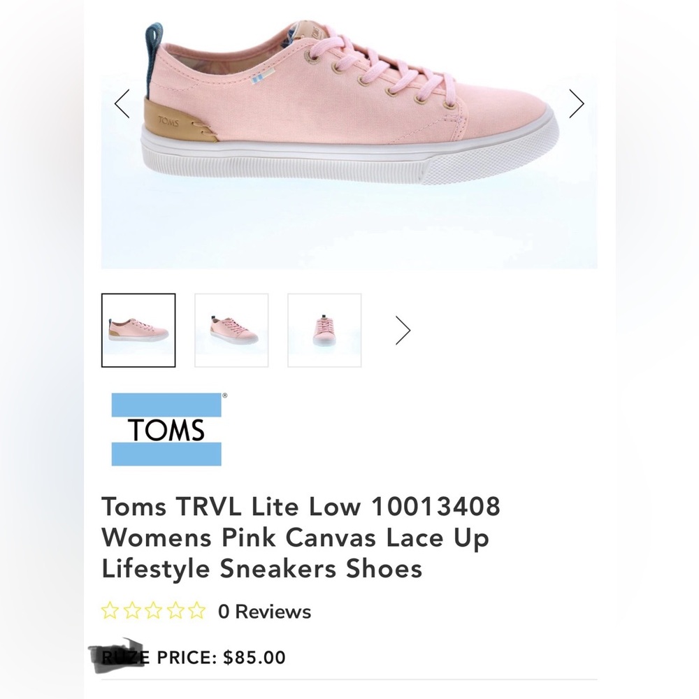 TOMS TRVL lite Low Pink Sneaker. Size 8